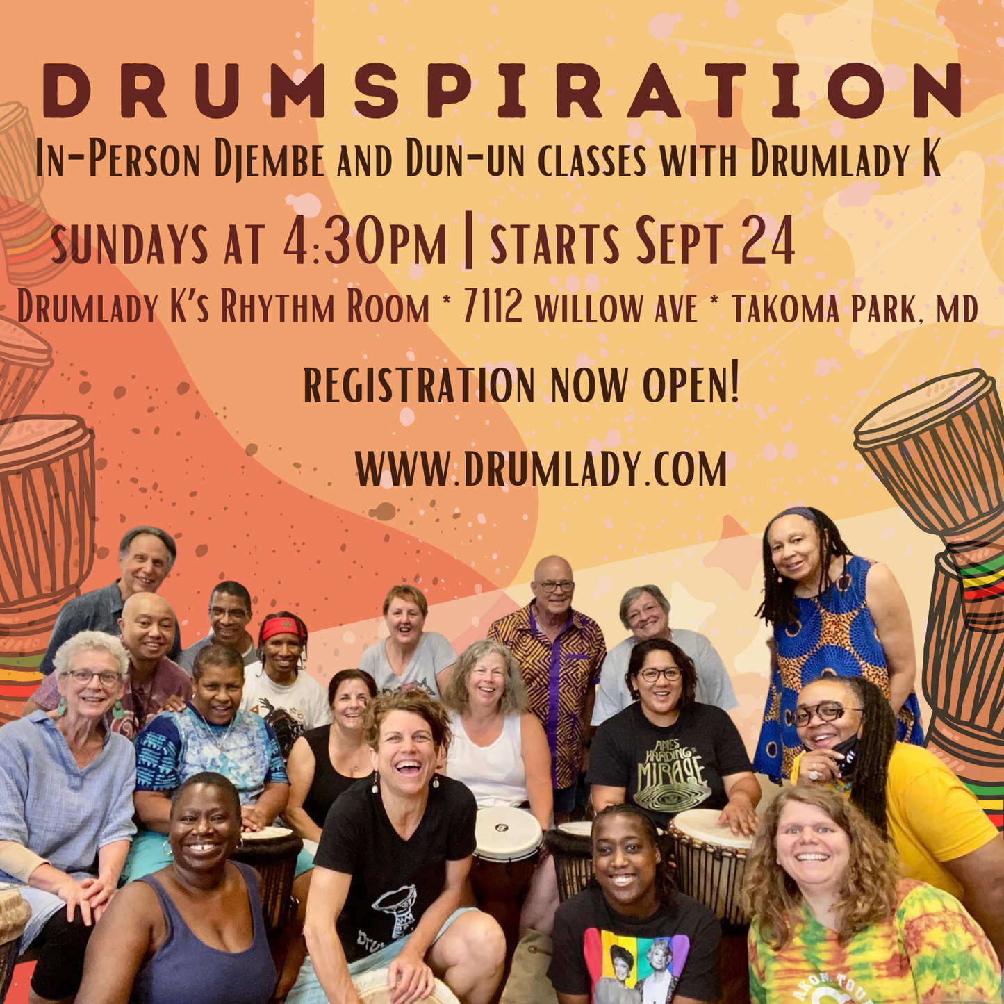 Drumspiration 6 week session - Drum Classes in person - starts Sept. 24